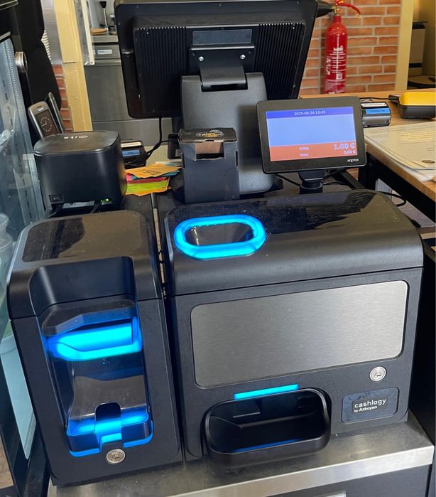 Máquina de pagamentos e trocos Azkoyen Cashlogy 2023