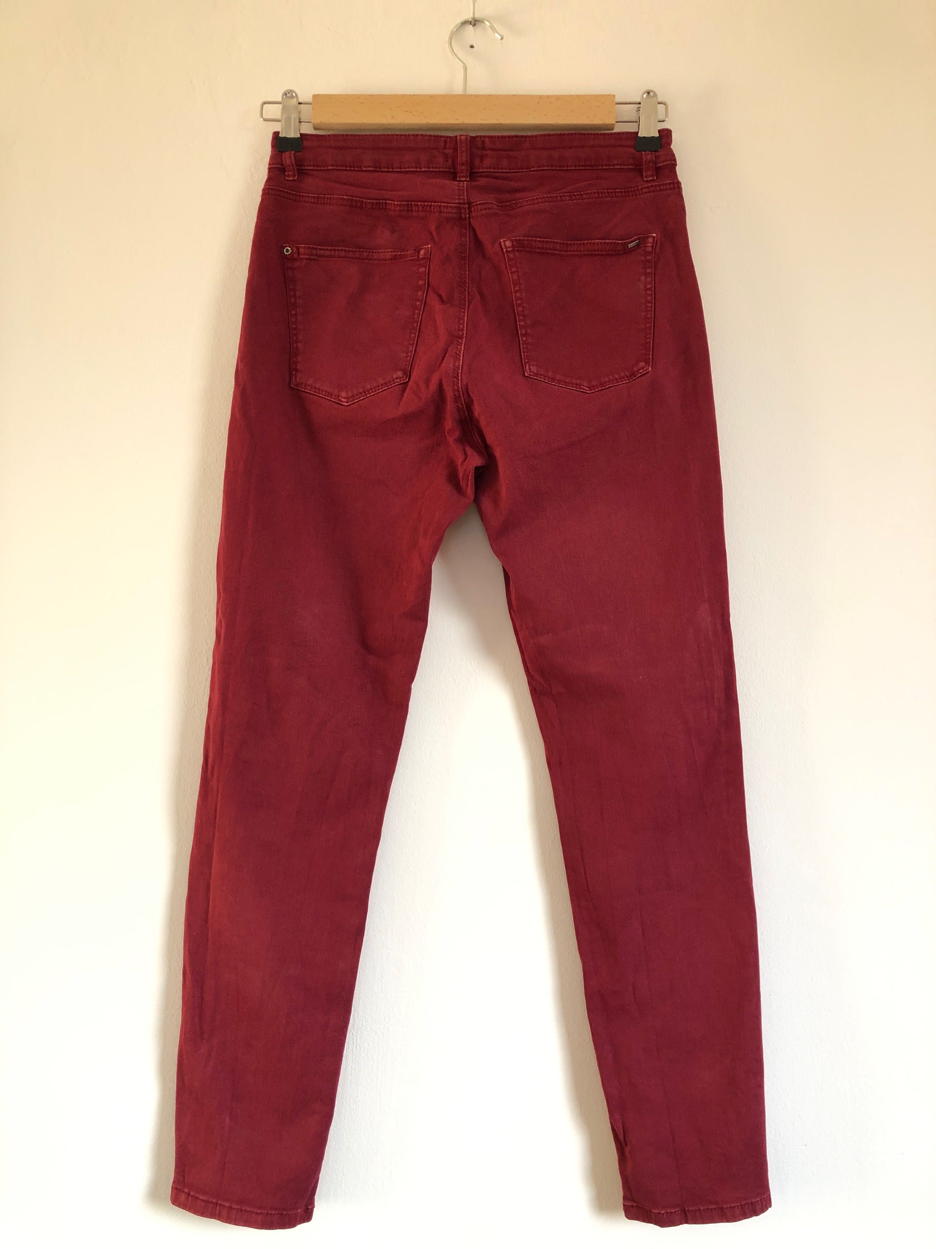 Spodnie Esprit skinny bordo 38 bordowy