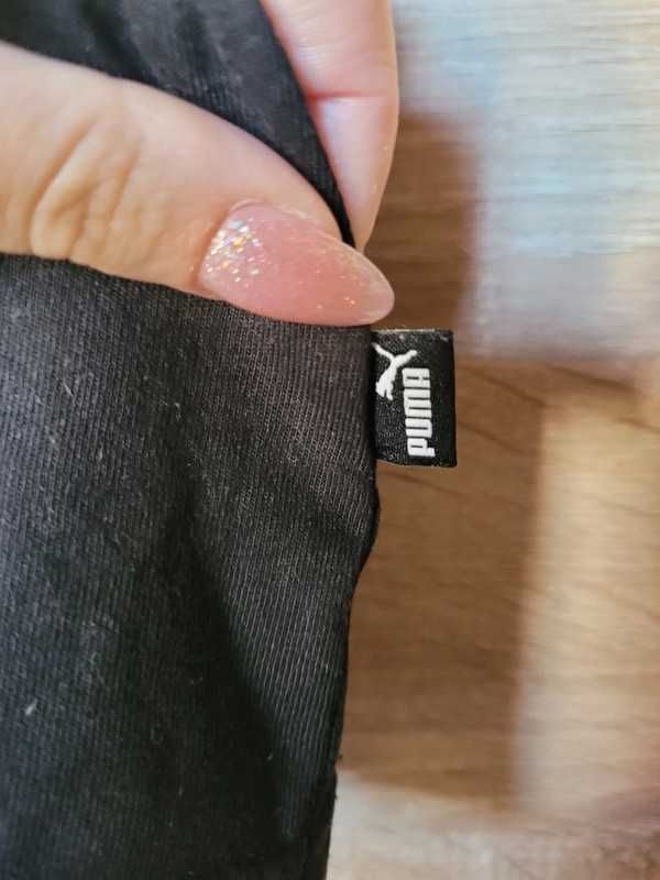 Puma koszulka czarna męska logo serek S