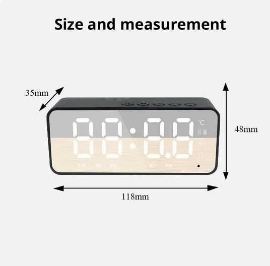 Zegar LED głośnik bluetooth micro sd TF radio budzik alarm temperatura