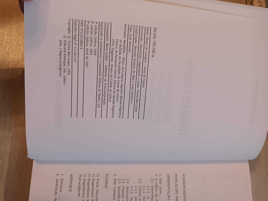 Álvaro de Campos - Livro de Versos