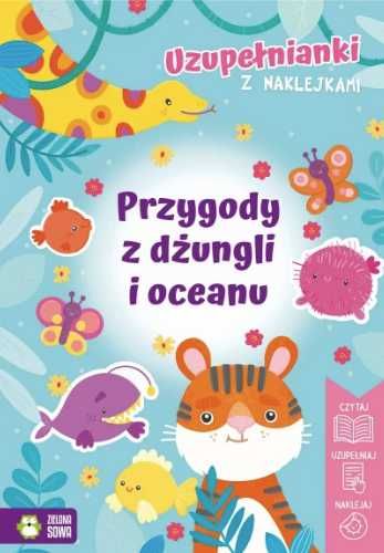 Uzupełnianki z naklejkami. Przygody z dżungli.. - Izabela Michta, Jus