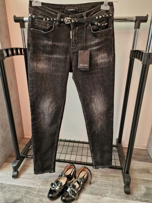 Jeansy Dsquared Icon Grafit 27 28 +Pasek