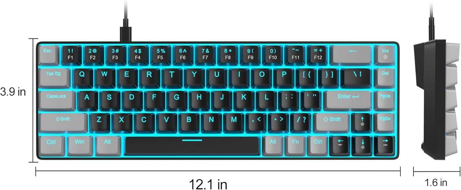 MageGee 60% mechaniczna klawiatura do gier z niebieskim podświetleniem