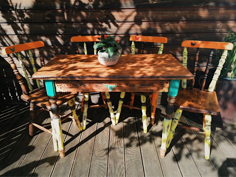Komplet unikatowych mebli dębowych vintage - handmade Art&Keri