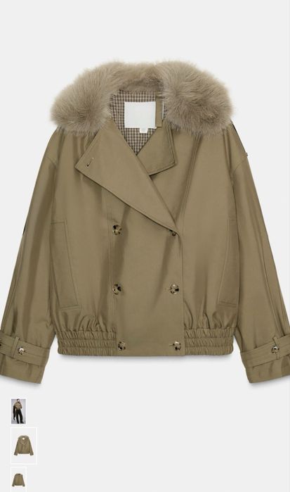 В 2-х кольорах. Утеплений бомбер/дублянка/пальто/куртка Zara/Зара.