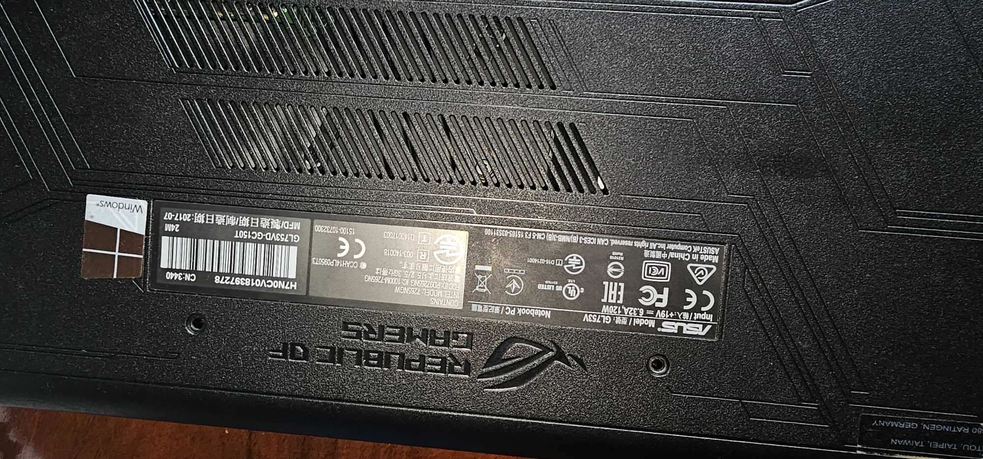 Asus Rog GL753V Gaming ulimas Peças