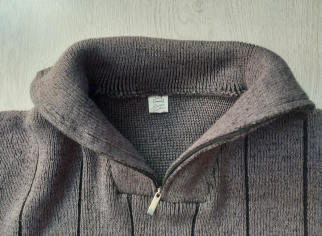 XL szary sweter golf męski retro old style akryl
wełna wzór