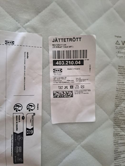 Colchão novo de molas para berço (modelo jattetrott)