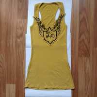 Платье желтое с рисунком бисером, размер 44