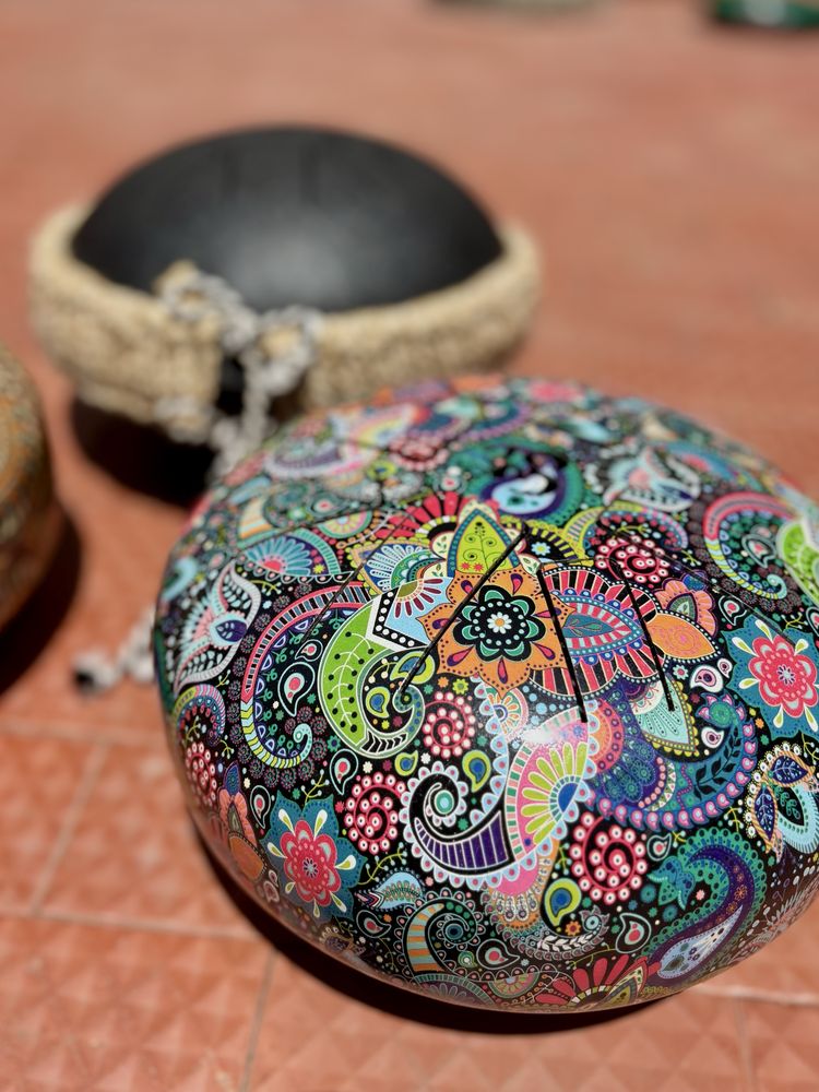 Tambores artesanais de aço com som relaxante + bolsa incluída