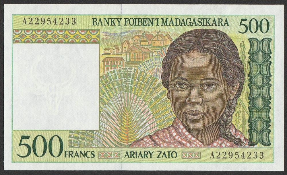 Madagaskar 500 franków 1994 - A - stan bankowy UNC