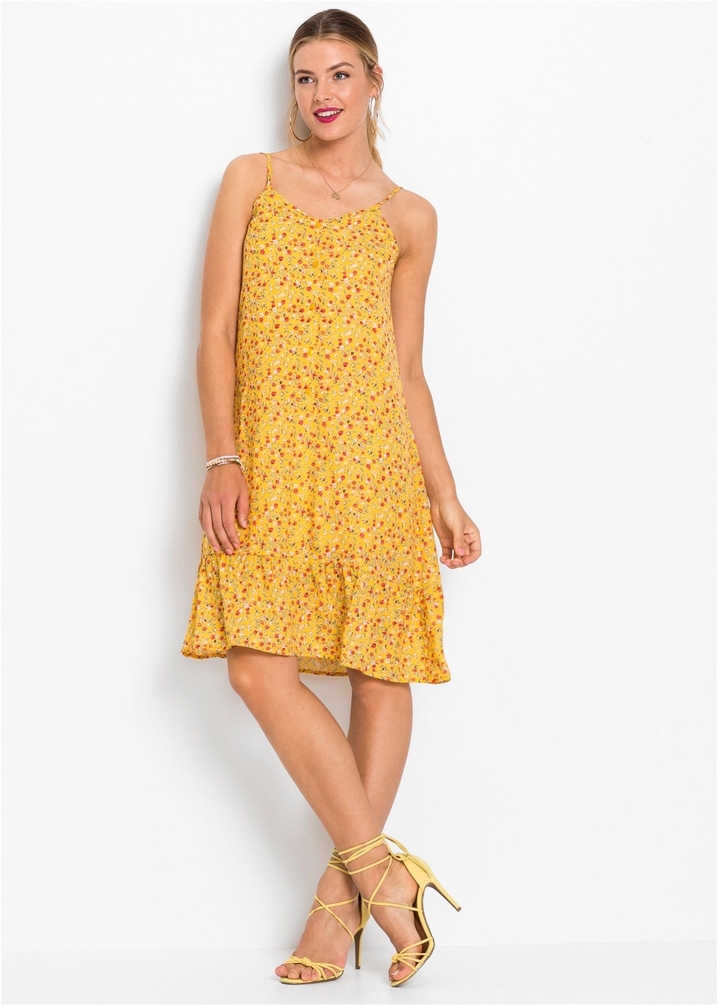 *B.P.C sukienka na ramiączka żółta w kwiaty 40.