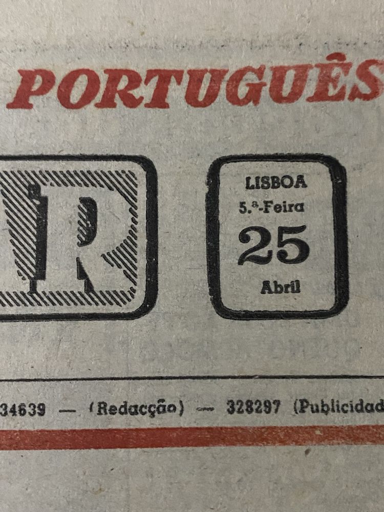 Jornal Diario POPULAR, dia 25 de Abril 1974.