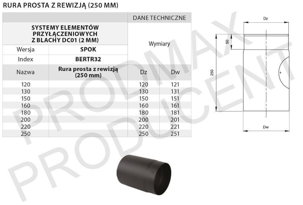 OKAZJA!!! RURA CZARNA spalinowa fi 220 0,25m kominek komin PRODUCENT