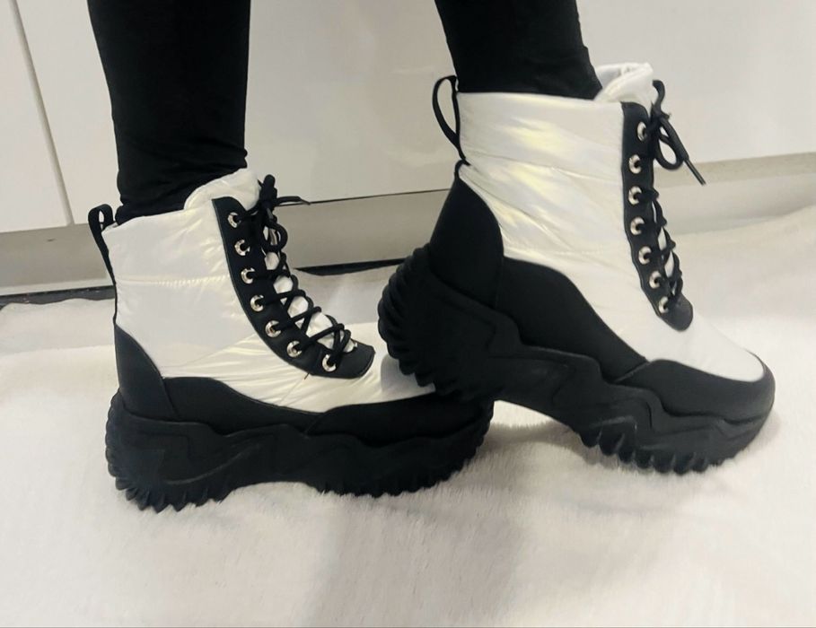 Białe śniegowce, śniegowce damskie, śniegowce młodzieżowe, kozaki, 40