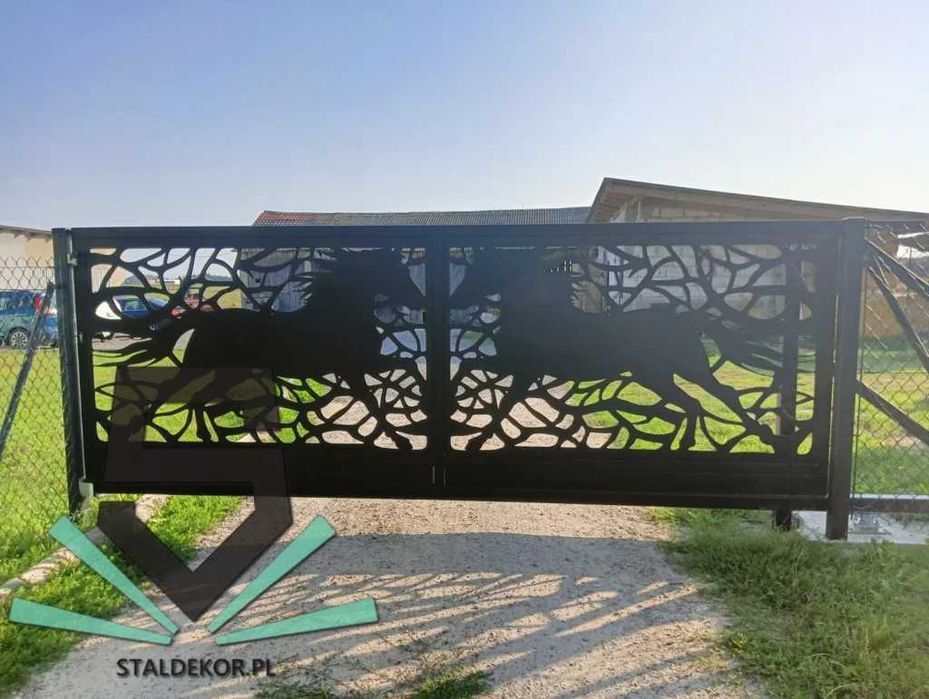 Brama przesuwna 4m, 5m, 6m, wycinana laserowo CNC, panelowa.