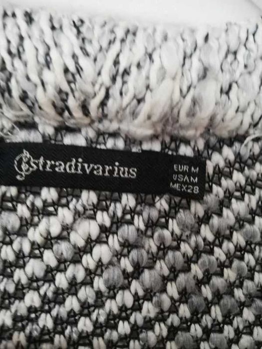Kardigan damski z frędzlami frędzelkami szary, Stradivarius rozmiar M
