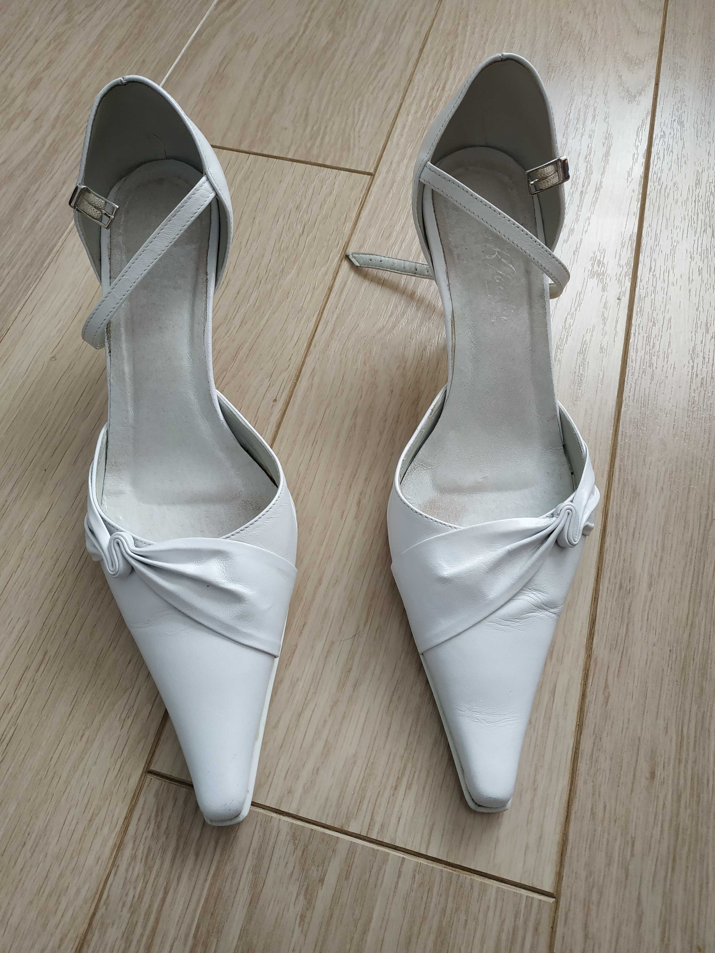 Buty ślubne białe szpilki ze skóry KLAUDIA-Paris roz 37 - wow :)
