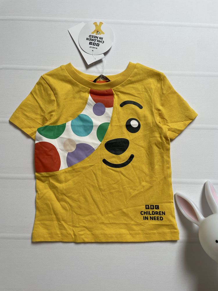 80-86 George miś żółta bawełniana koszulka tshirt z krótkim rękaw UK