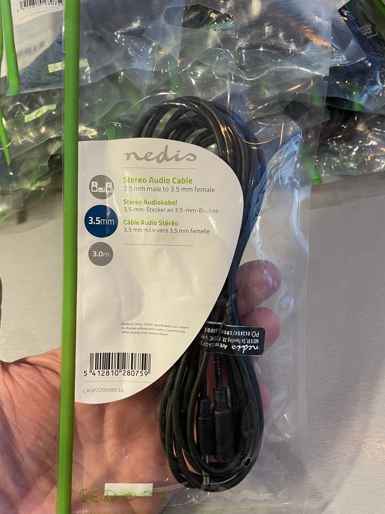 Kabel stereo audio przedłużka jack 3m długości Nedis 35-sztuk paczka