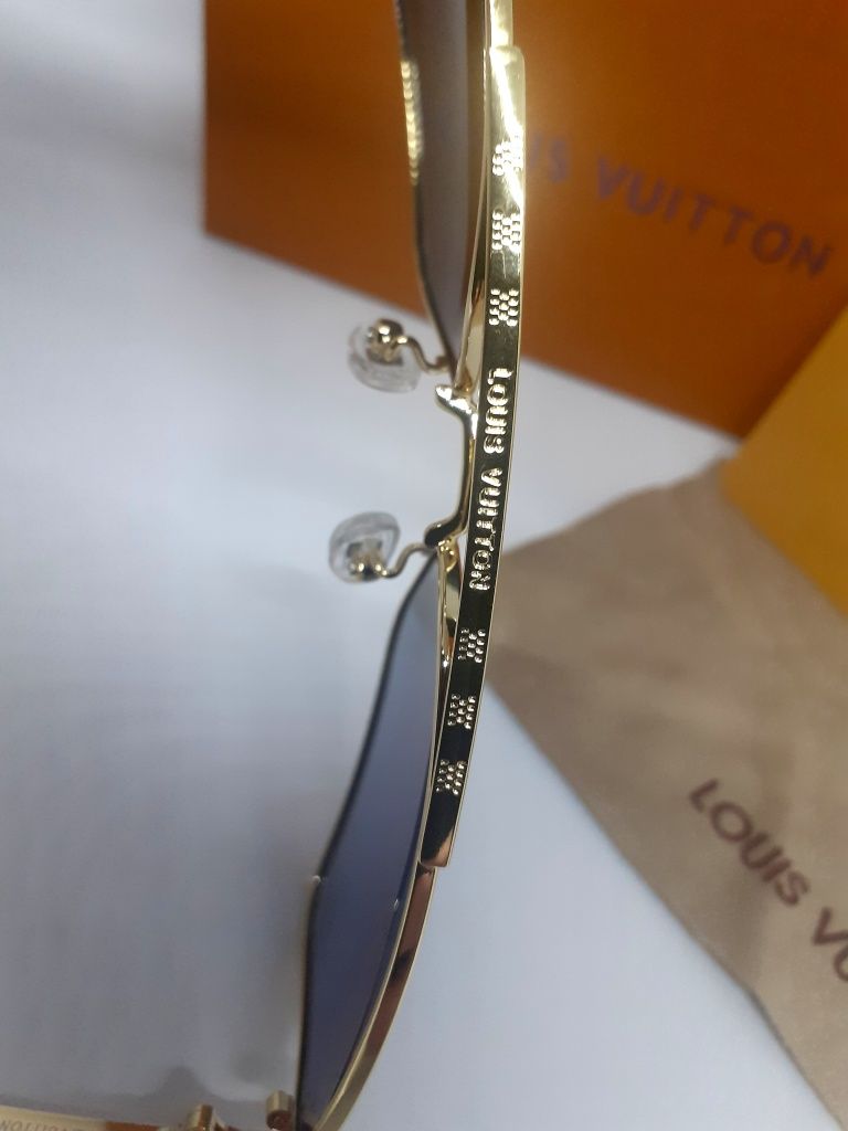 Louis Vuitton очки мужские темно серый градиент в золот металле поляр