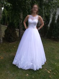 Sukienka suknia ślubna księżniczka, litera A, koronka, tiul + halka