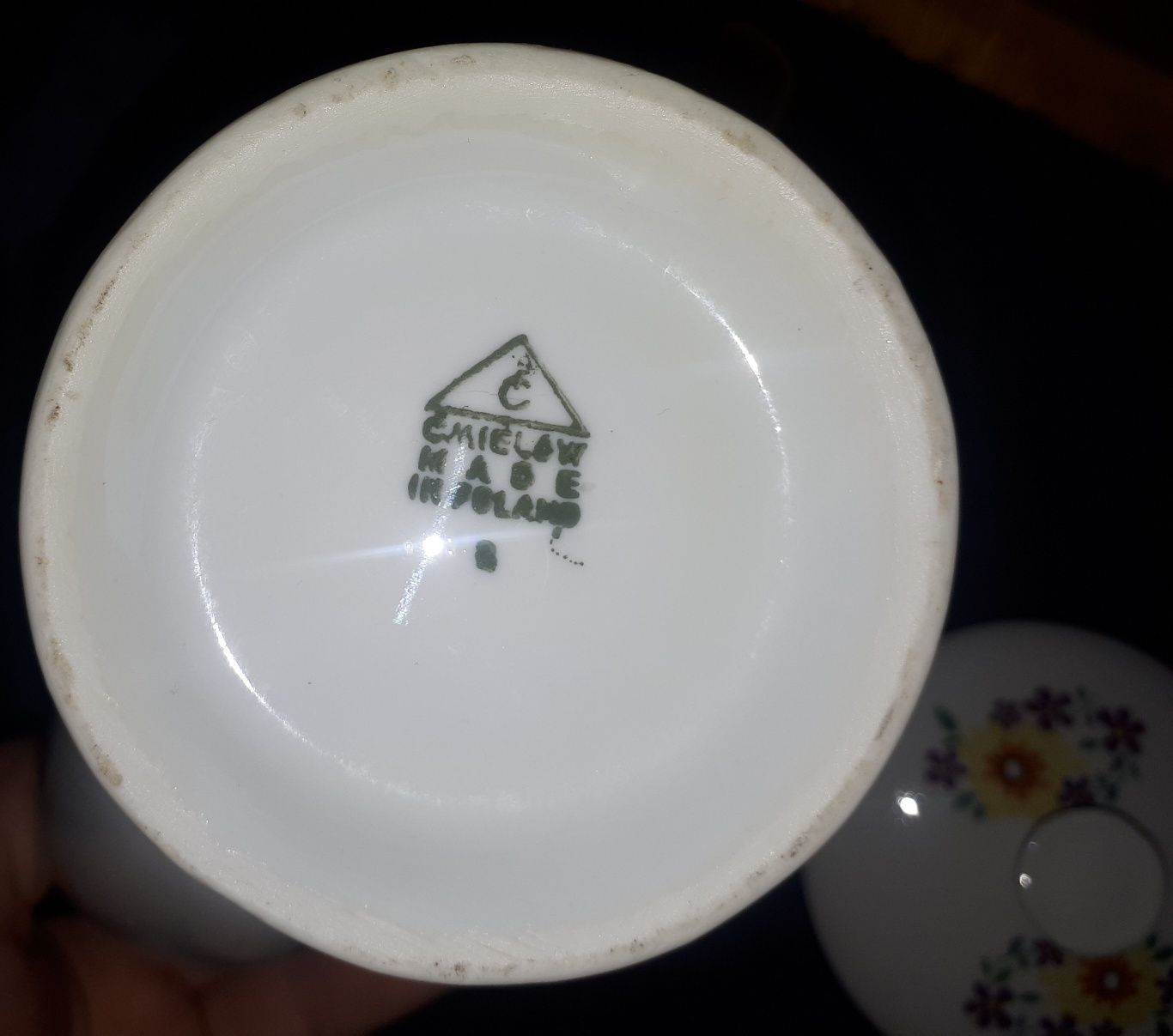 Serwis kawowy z porcelany Ćmielów motyw z kwiatami PRL