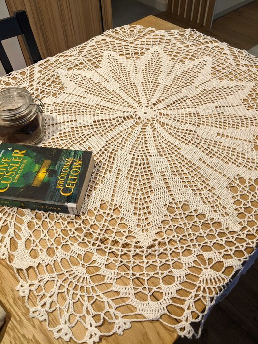 Obrus serweta szydełkowe rękodzieło serwetka okrągłe cacko śr100