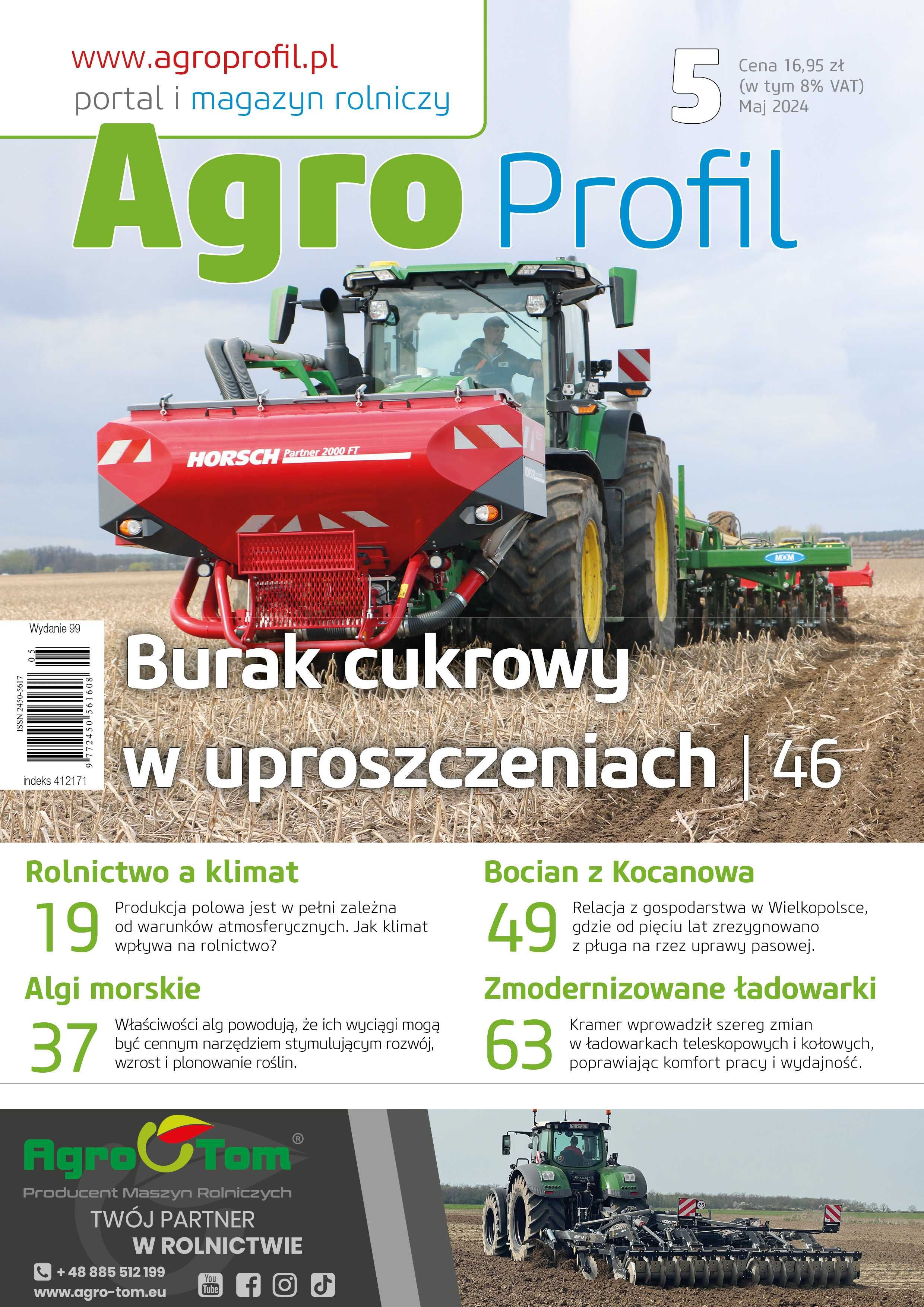 Agro Profil 5/2024; majowy magazyn rolniczy; algi, burak, klimat