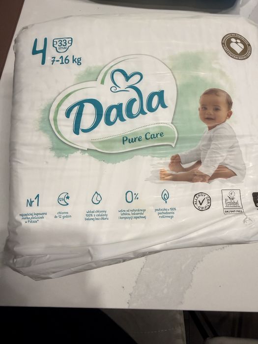 Дитячі підгузки Dada Pure Care розмір 4 (7-16кг) 33шт