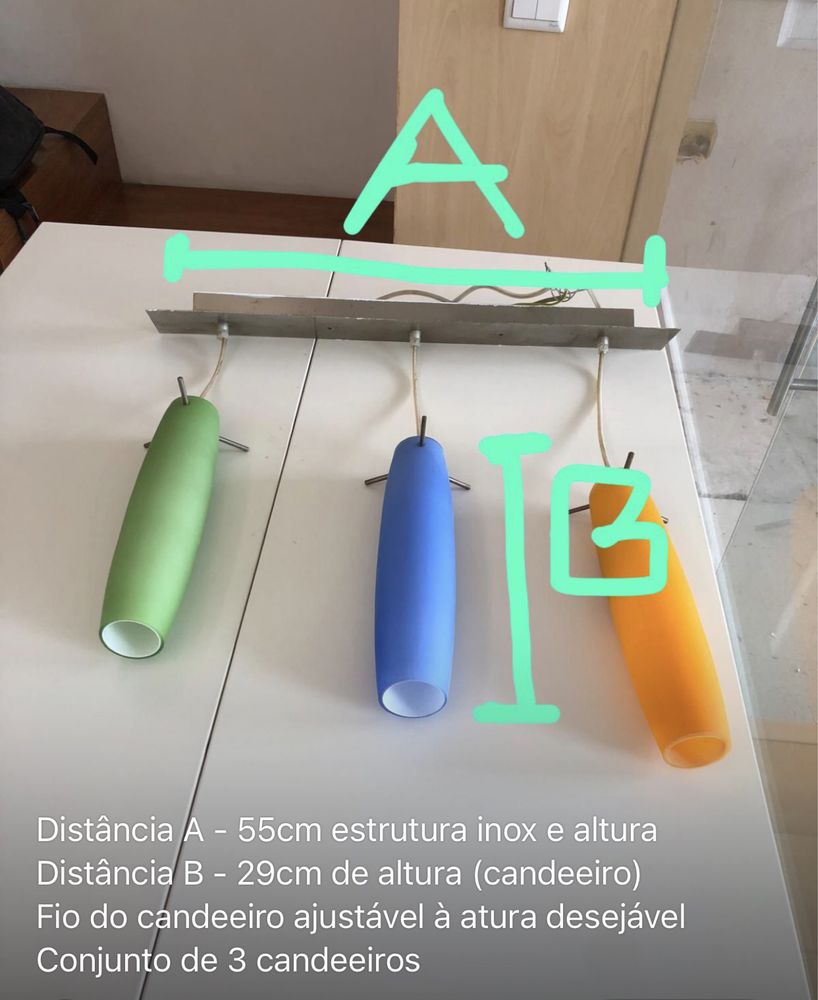 Candeeiro de teto colorido - conjunto de 3 candeeiros
