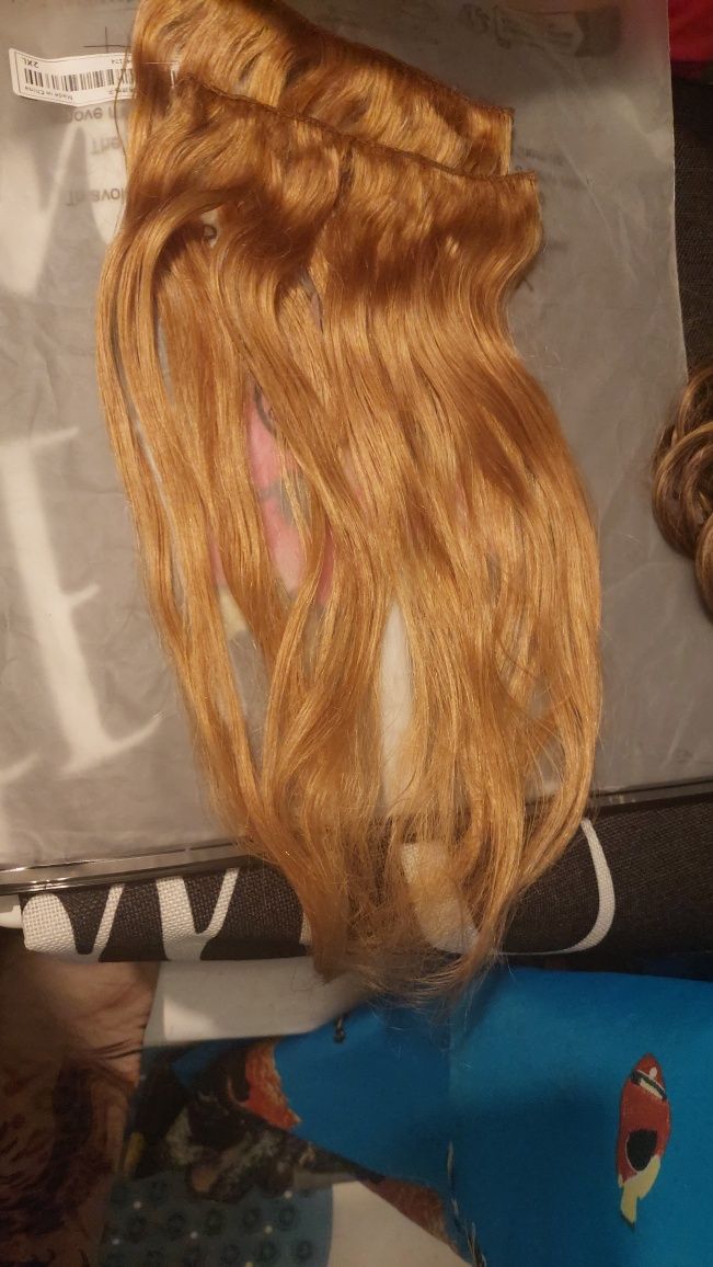 Włosy naturalne clip in  dwie tasmy.40cm