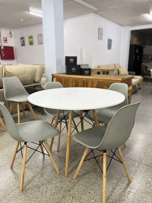 Mesa de jantar redonda con 4 cadeiras SÓ 176€ - envío gratis