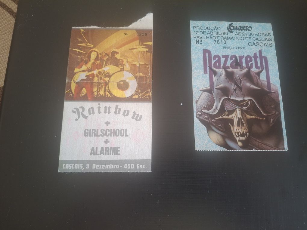 Bilhetes antigos concerto nazareth Rainbow