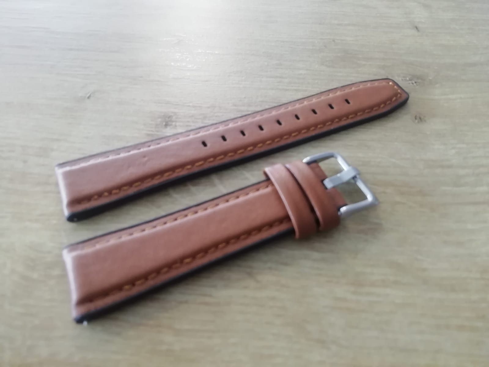 20mm Bracelete em Couro e silicone (Nova) castanha