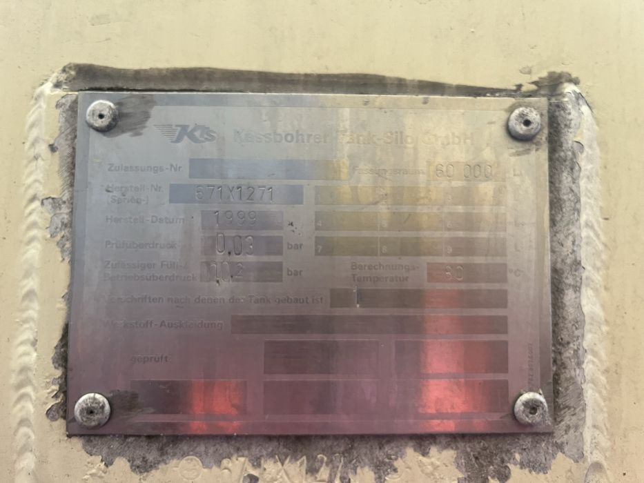 Kässbohrer 60m3 silos, własna hydraulika, osie bpw, kipsilo, magazyn