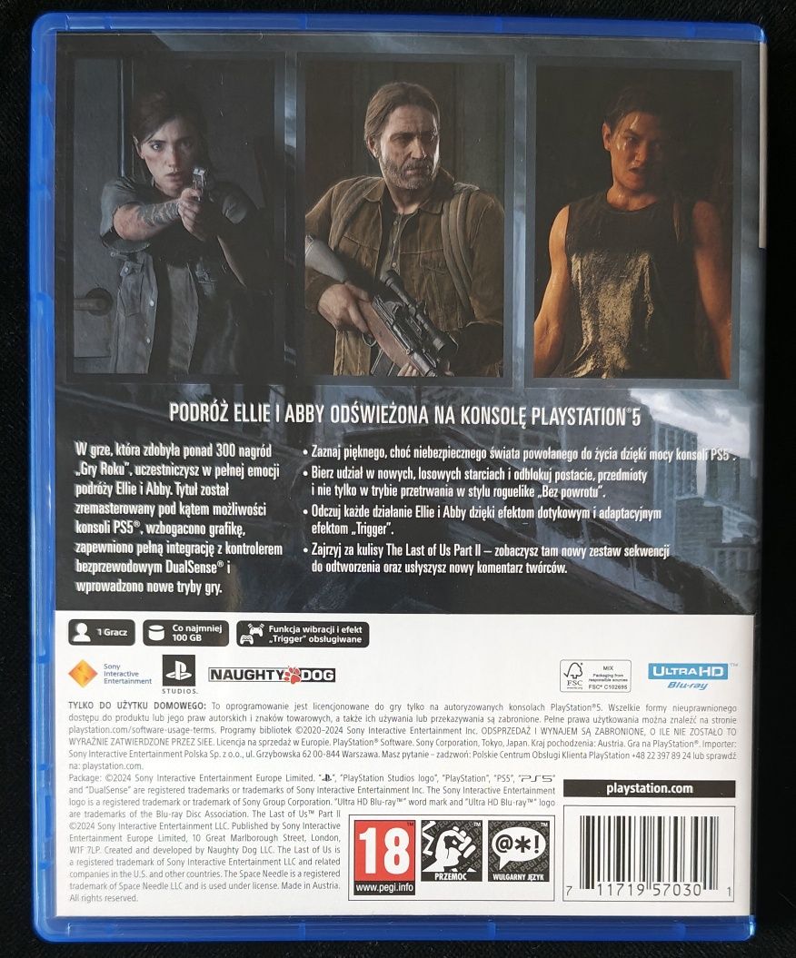 The Last Of Us Part II Remastered PL Dubbing po polsku na PS5 BDB stan