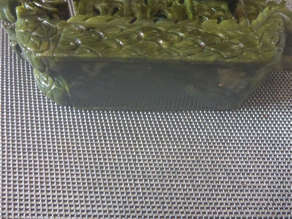 Vintage Barco de Jade Verde Cultura Chinesa do Dragão ESCULPIDO Á MÃO