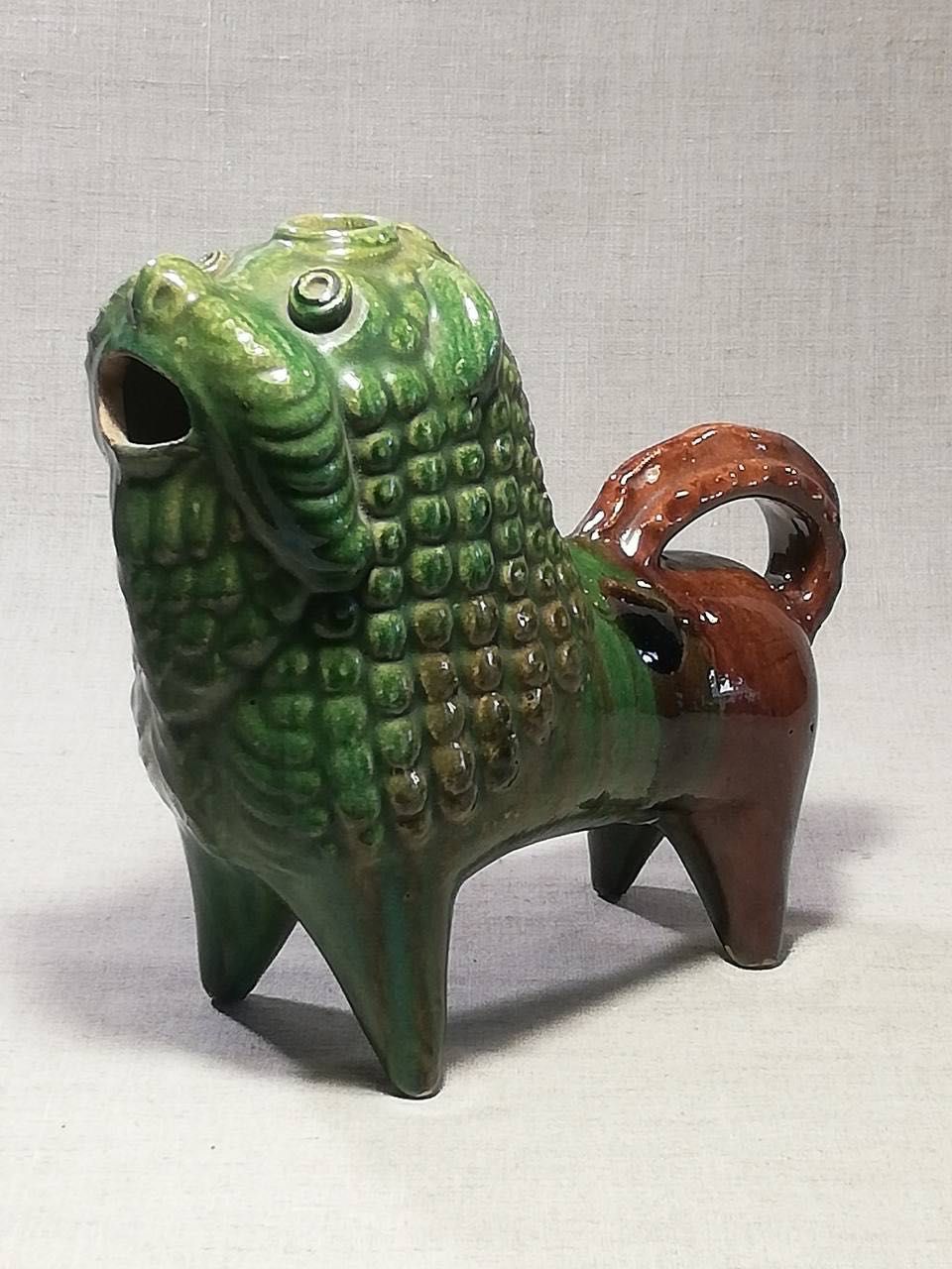 Karafka MIRACLE BEAST LION BARAN ceramiczna majolika Opisznia ZSRR