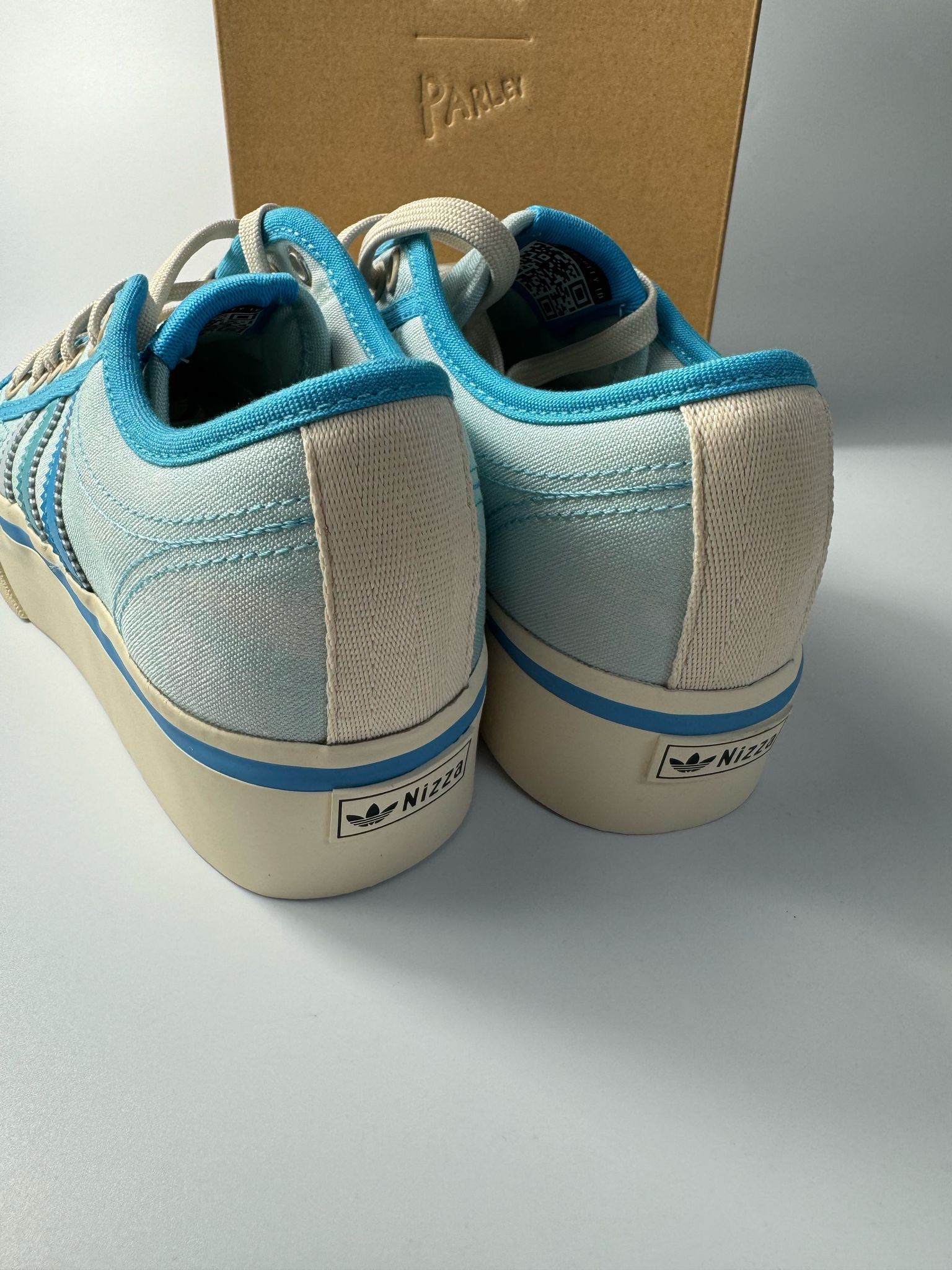 Nowe sneakersy ADIDAS PARLEY Nizza Platforma J błękitne 38 2/3