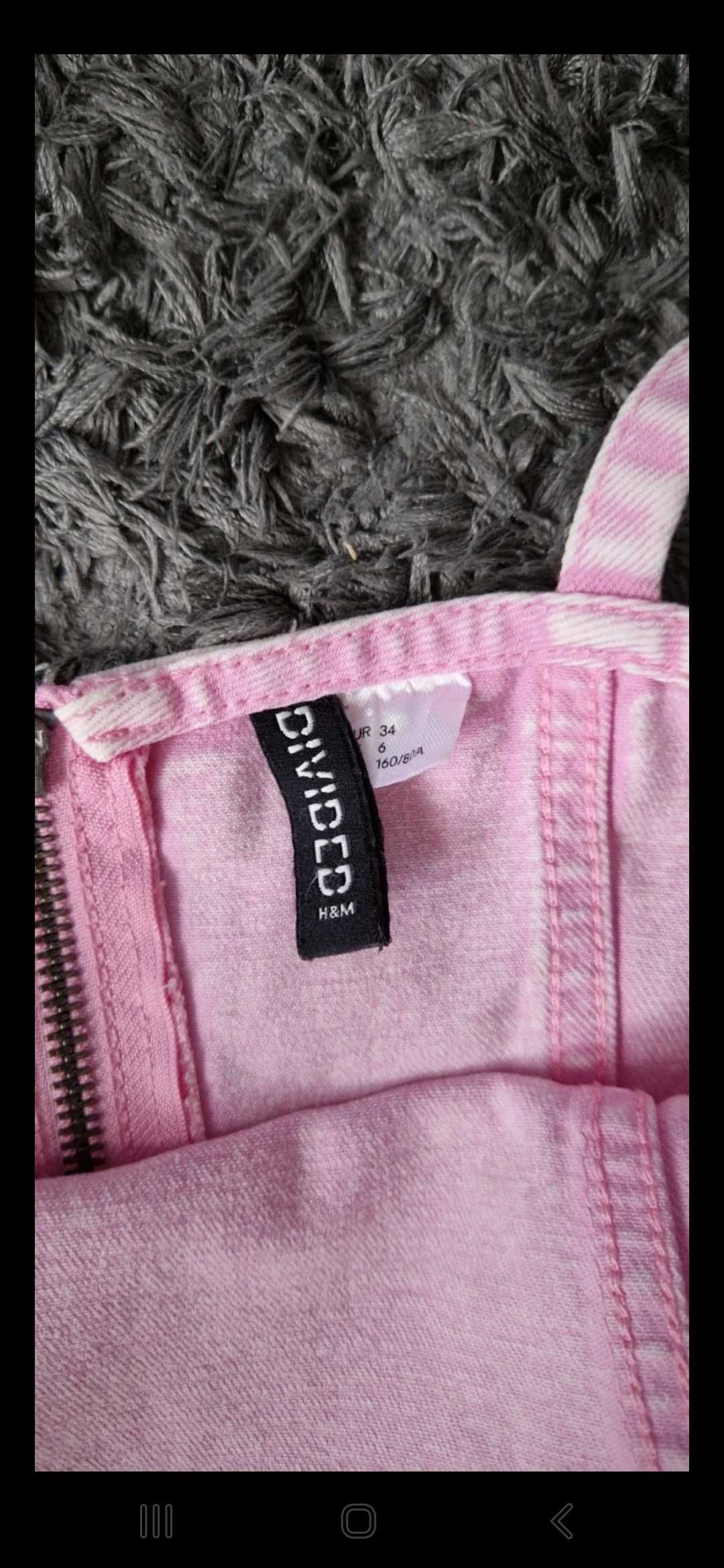 Różowa jeansowa bawełniana sukienka H&M Divided rozmiar 34/36