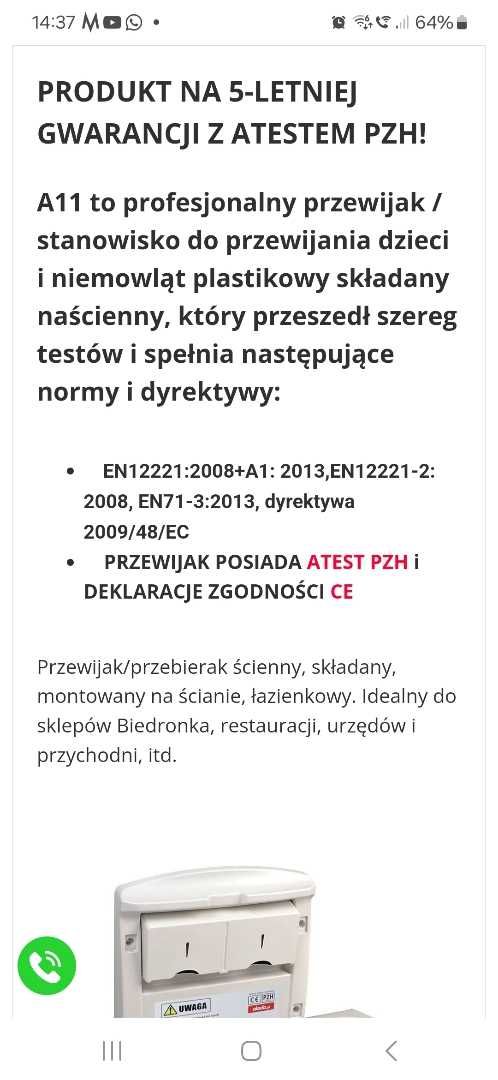 Przewijak dla dzieci i niemowląt