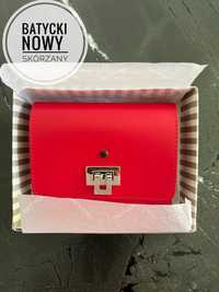 Barycki nowy skórzany czerwony portfel na szczęście • prezent