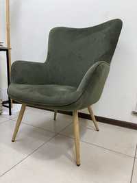 Крісло HUNDESTED вельвет зелений кресло стул стілець стульчик