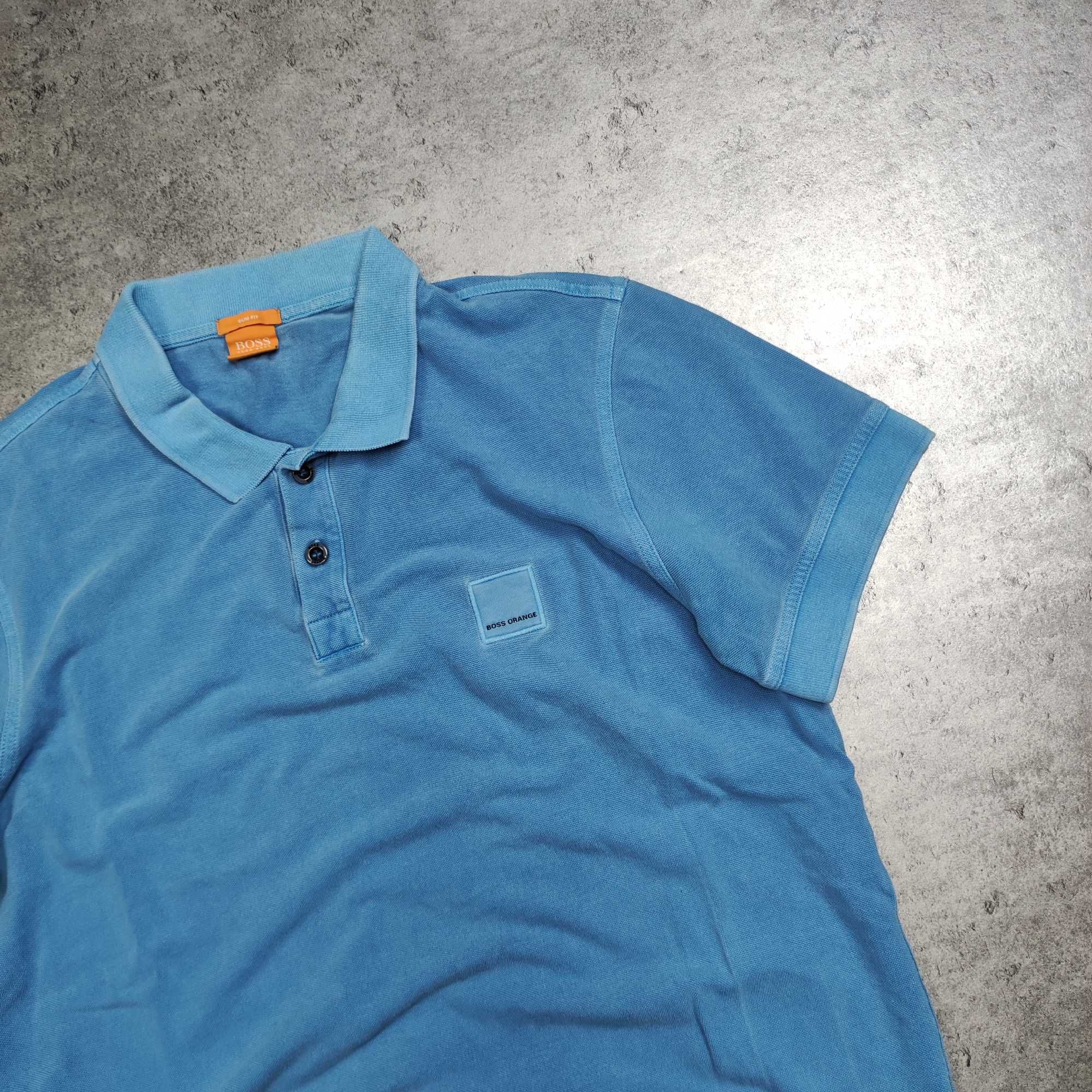 MĘSKA Koszulka Elegancka Hugo Boss Orange Haft Logo Polo Bawełna