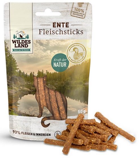Zdrowe przysmaki dla kotów z dużą ilością mięsa Wildes Land Kaczka 50g