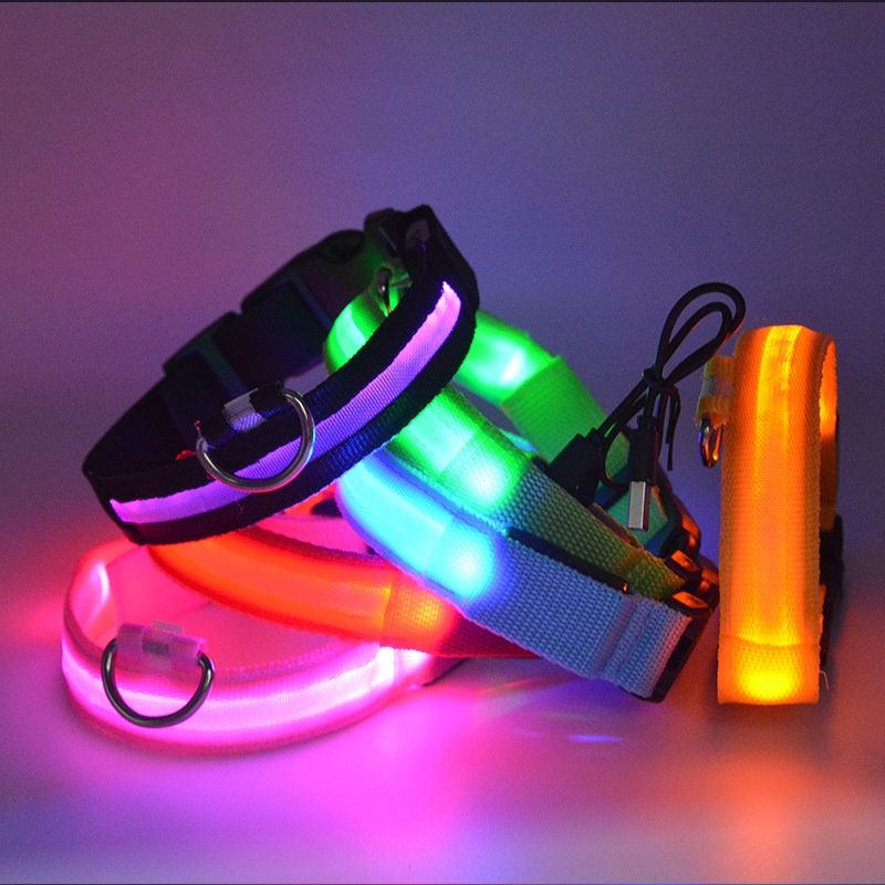Светящийся ошейник для собак, USB светодиодный с аккумулятором