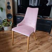 Krzesło fotel po renowacji welurowe pudrowy róż