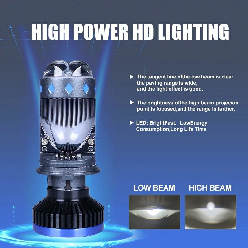 2023! СУПЕР 3х-лінзові LED нано-линзи Н4 H7 180w 6500к 90000лм